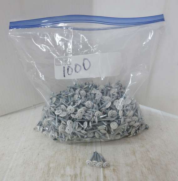 (1,000) White 1" Self-Tapping Washer Head Screws