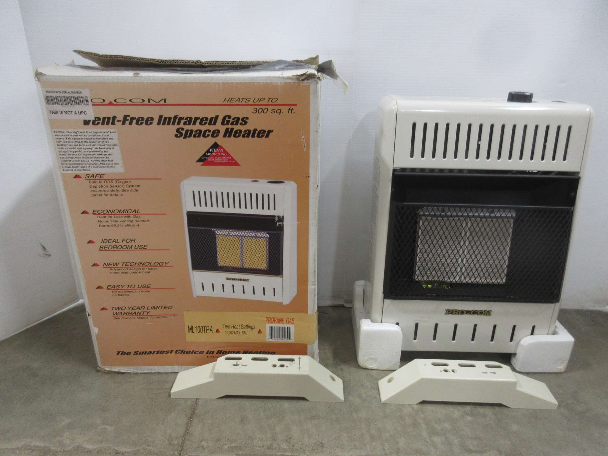 Albrecht Auctions Pro Com Propane Gas Heater, Vent Free, Legs Included