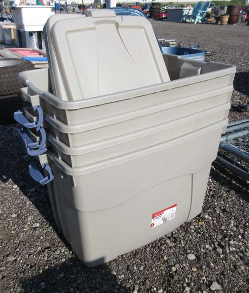 (4) Rubbermaid Roughneck 35-Gallon Large Totes with Lids