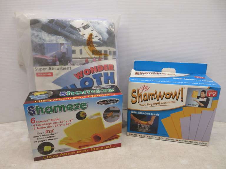 Auto Cleaning Items, Include: Box of Shamezes, Box of Sham-Wows, and a Pack of Wonder Cloths